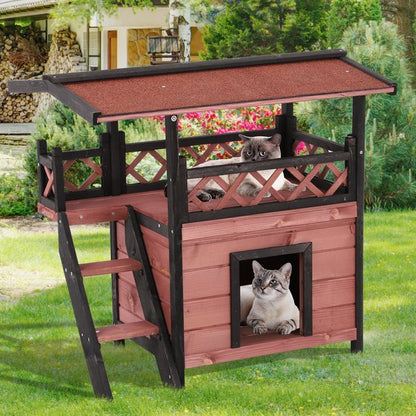 Wood Cat House Wooden Room View Shelter Puppy Garden Scratch Post Large Kennel Crate