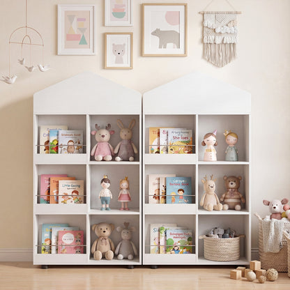 Wooden Kids Bookshelf and Toy Storage with Multiple Compartments-White