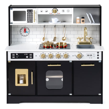 Wooden Kitchen Playset with Realistic Lights and Sounds-Black