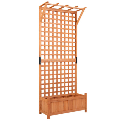 Wooden Planter Container Raised Garden Bed with Arch Trellis-Orange