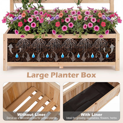 Wooden Raised Garden Bed 150 cm Tall Elevated Planter Box with Vertical Trellis-Natural