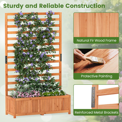 Wooden Raised Garden Bed 150 cm Tall Elevated Planter Box with Vertical Trellis-Orange