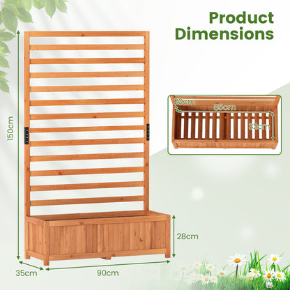 Wooden Raised Garden Bed 150 cm Tall Elevated Planter Box with Vertical Trellis-Orange