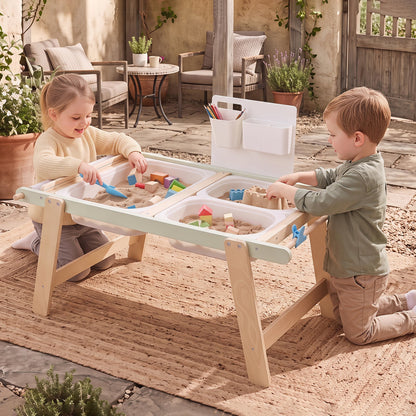 Wooden Sensory Table for Toddlers with Double-Sided Board for Kids-Green