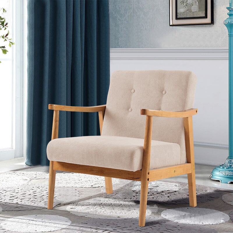 Wooden Armchair Upholstered Occasional Chair