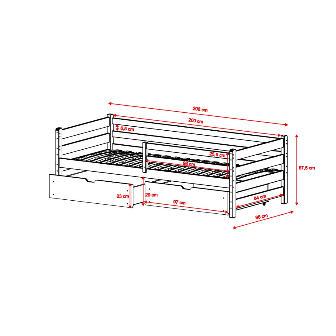 Wooden Bed Leon With Storage [EU Single]