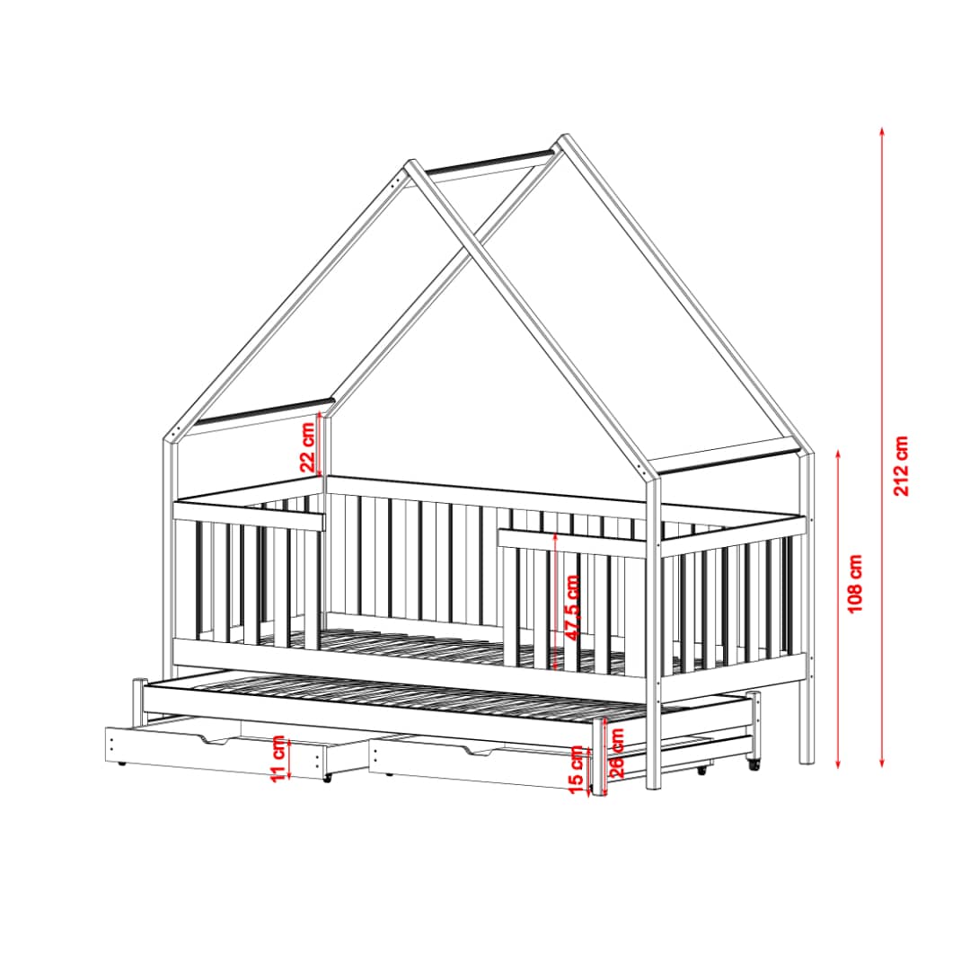 Wooden Single Bed Magic With Trundle