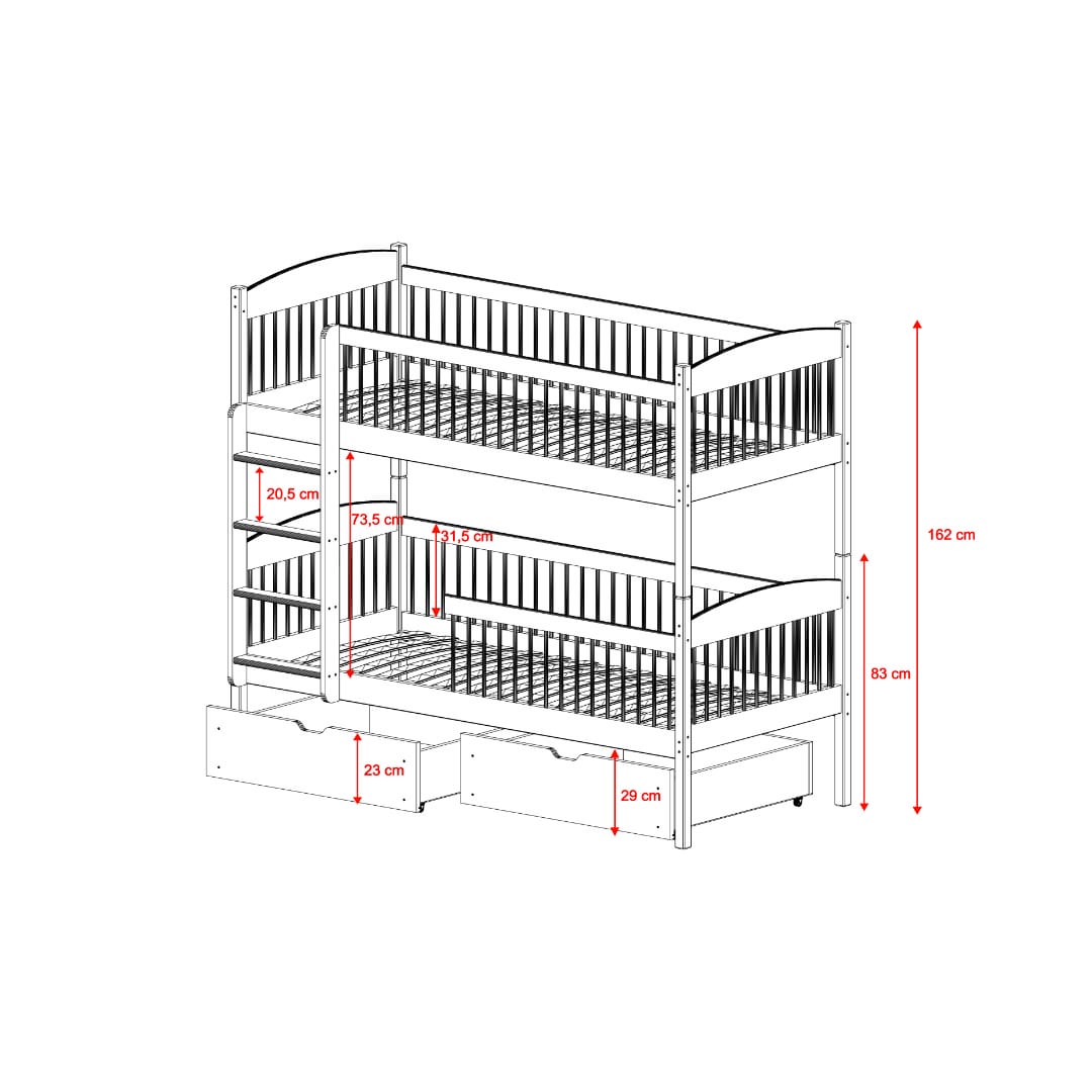 Derbyshire Wooden Bunk Bed Luna With Storage