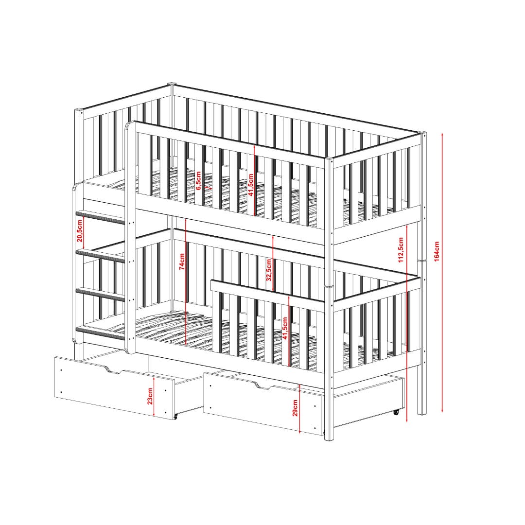 Canterbury Wooden Bunk Bed Michalina With Storage