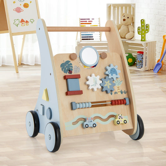 Wooden Baby Walker with Multi-Activity Learning Center