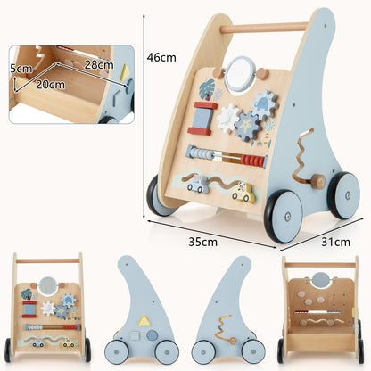 Wooden Baby Walker with Multi-Activity Learning Center