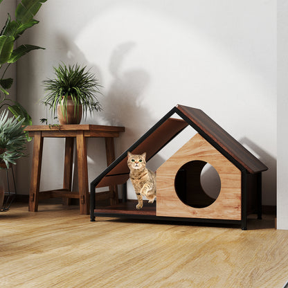 Wooden Cat House for Indoor Cats Kitty Condo Furniture with Porch