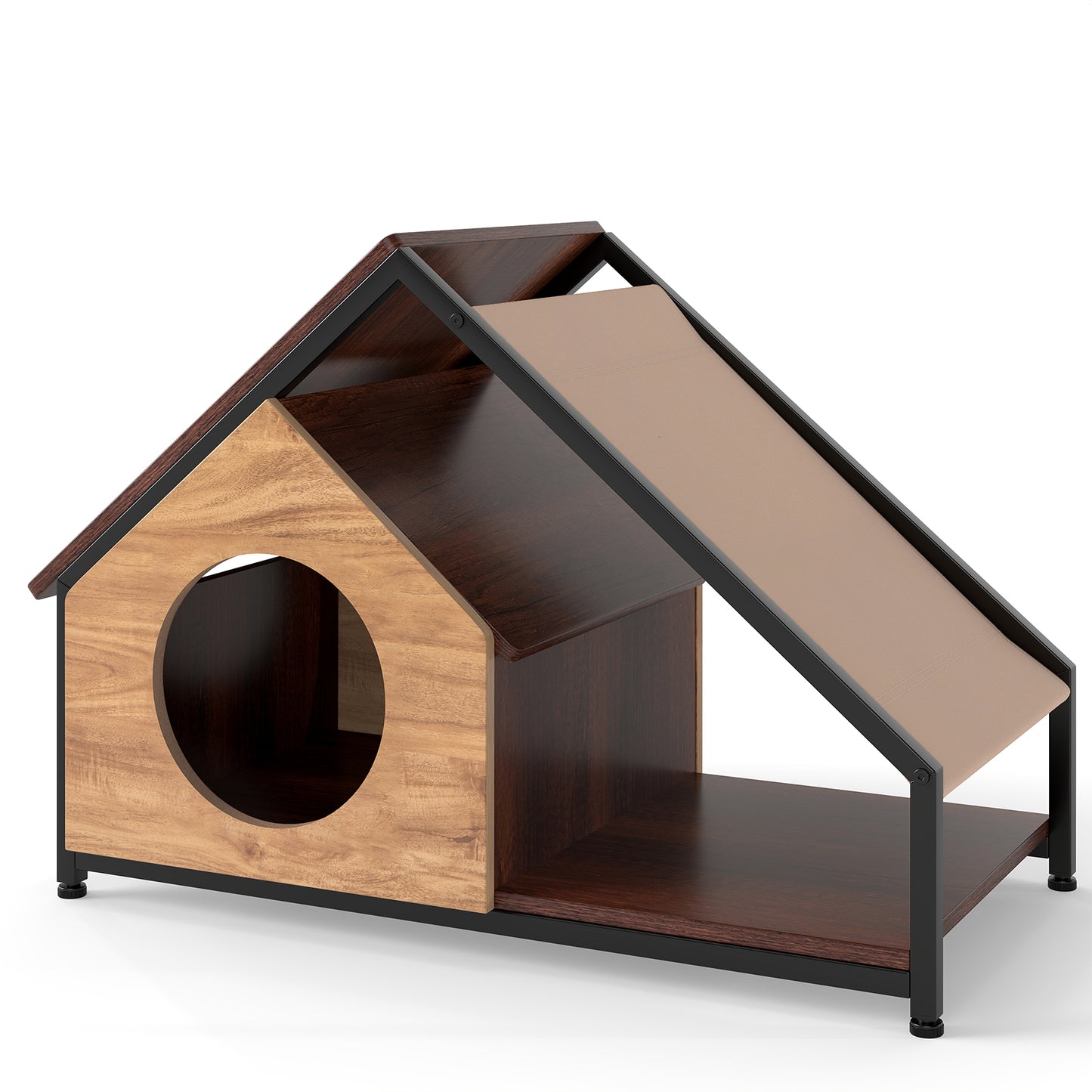 Wooden Cat House for Indoor Cats Kitty Condo Furniture with Porch