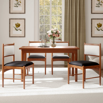Wooden Dining Chair with Rubber Wood Frame Set of 2-Walnut