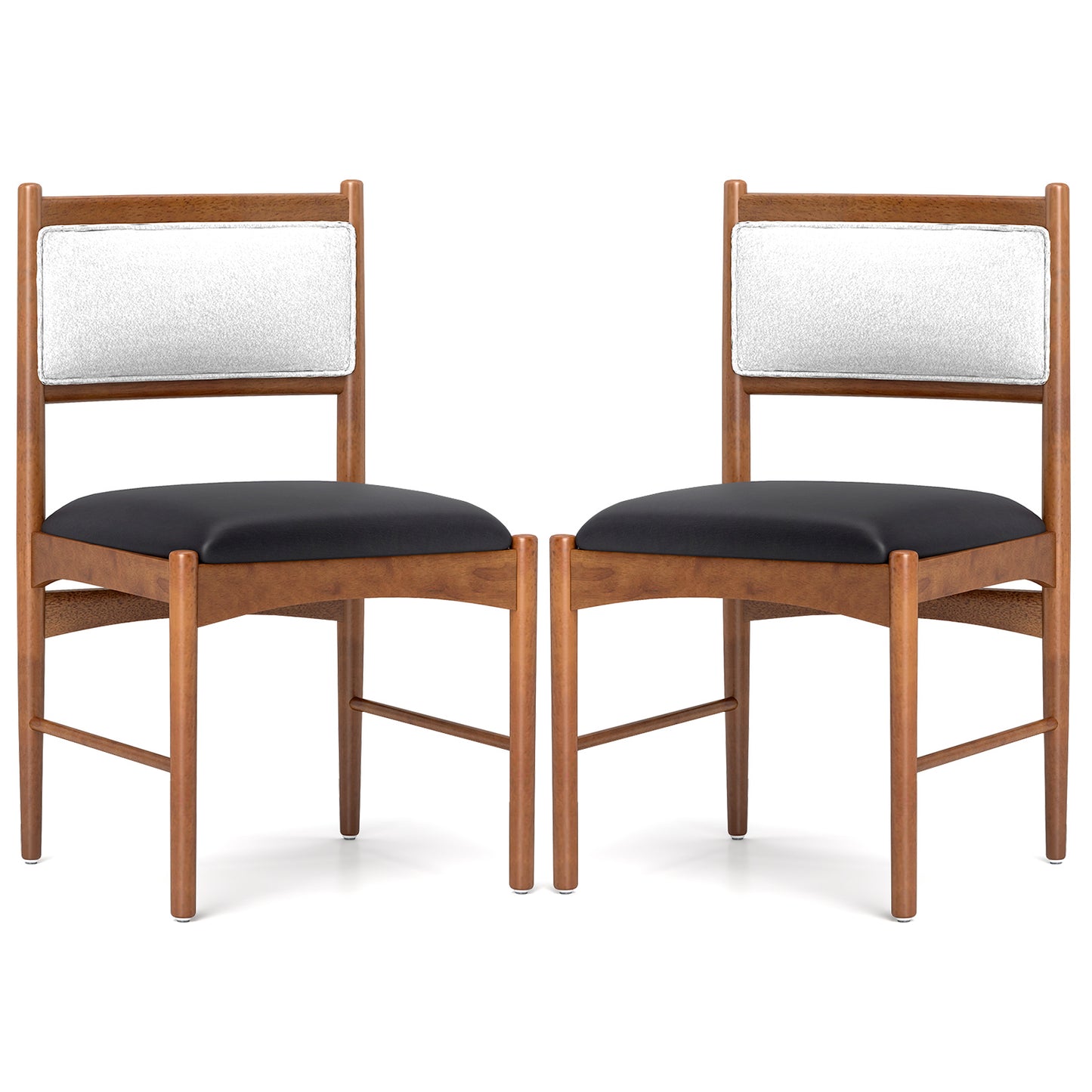 Wooden Dining Chair with Rubber Wood Frame Set of 2-Walnut