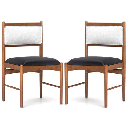 Wooden Dining Chair with Rubber Wood Frame Set of 2-Walnut