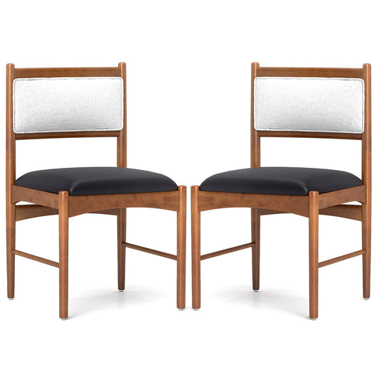 Wooden Dining Chair with Rubber Wood Frame Set of 2-Walnut