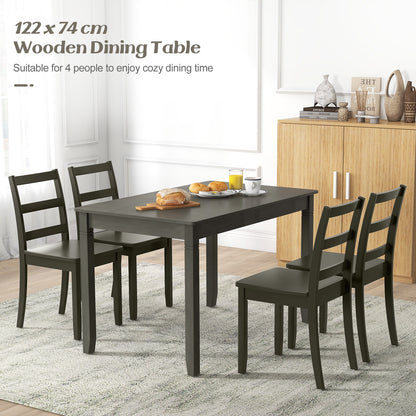 Wooden Rectangular Dining Table with Rubber Wood Legs for 4 People-Grey