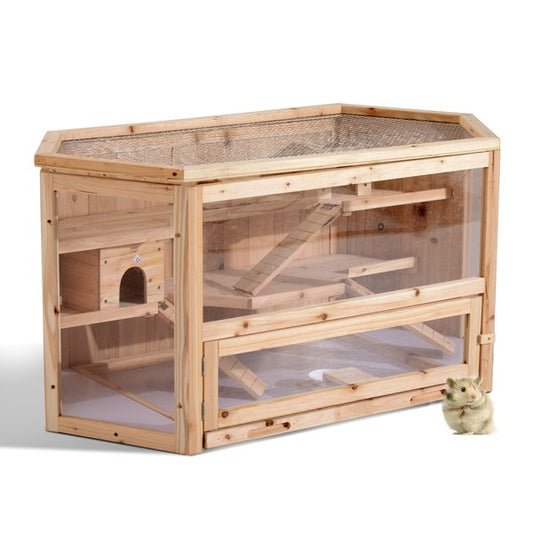 Wooden Hamster Cage Rat Mouse Rodent Small Pet Animal Hut Box, 115Lx60Wx58H Cm