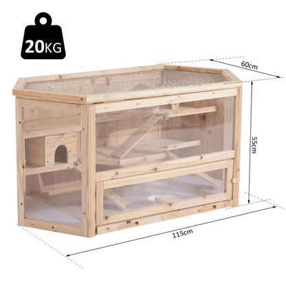 Wooden Hamster Cage Rat Mouse Rodent Small Pet Animal Hut Box, 115Lx60Wx58H Cm