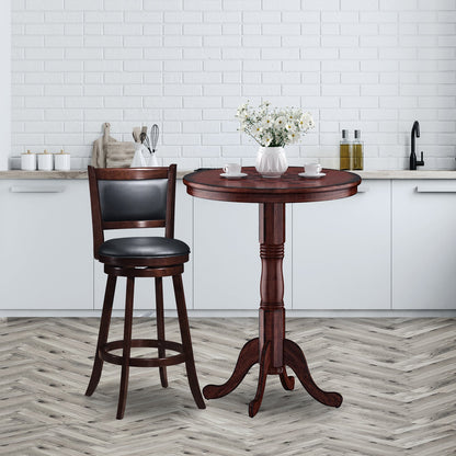 Wooden Pub Pedestal Dining Table with Stable Base and Spacious Tabletop