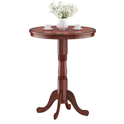Wooden Pub Pedestal Dining Table with Stable Base and Spacious Tabletop