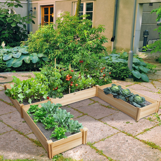 Wooden Raised Flowers Box for Backyard and Patio and Garden-Natural