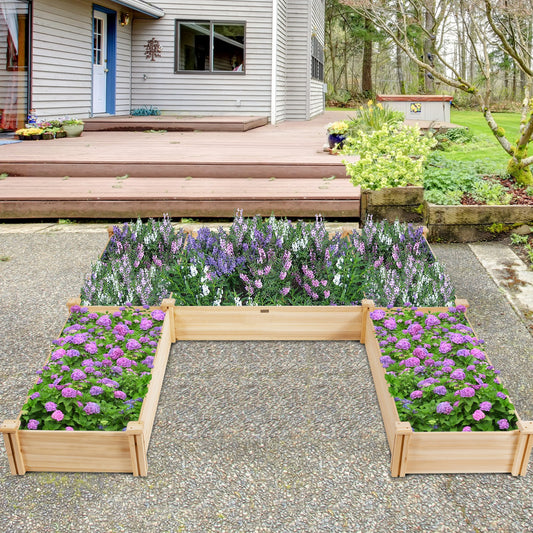 Wooden Raised Flowers Box for Backyard and Patio and Garden-Natural