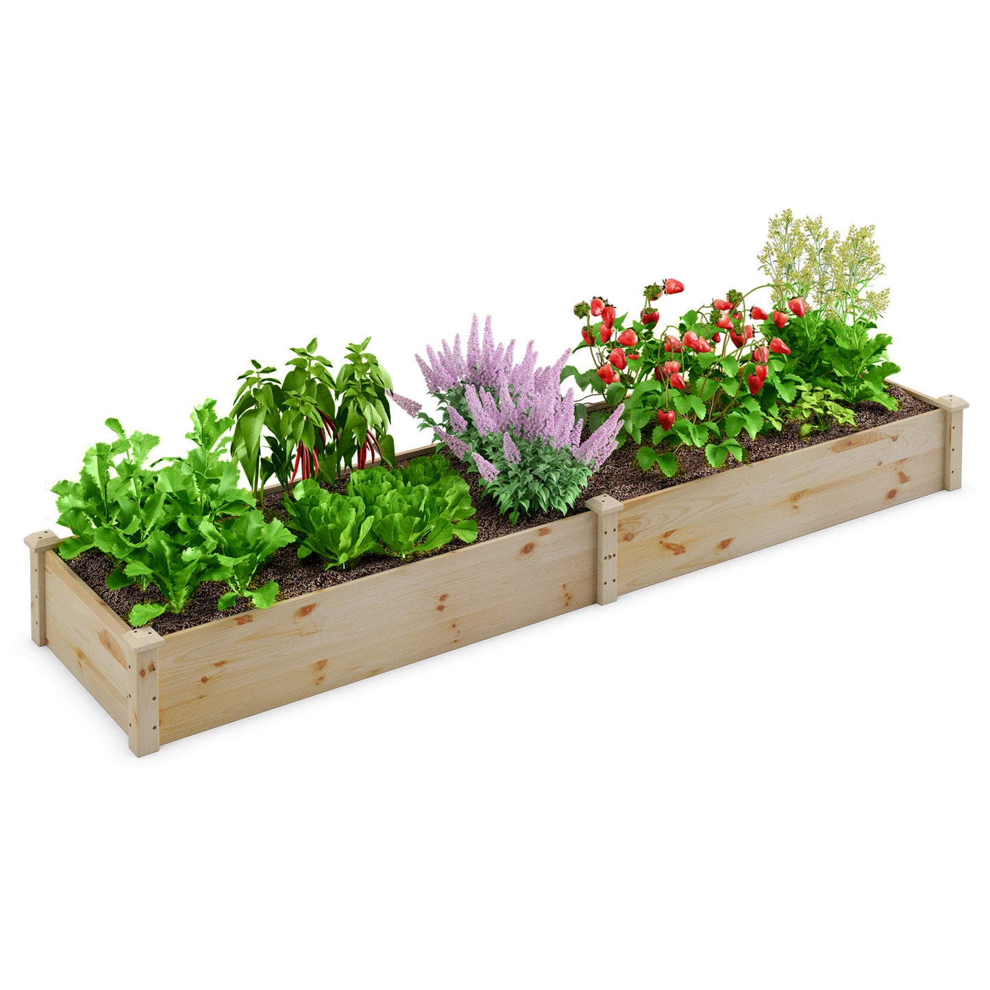 Wooden Raised Garden Bed for Vegetables Flowers Herbs-Natural