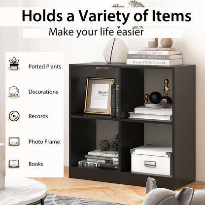 4-cube Wooden Storage Cabinet with Anti-Toppling Device -Black