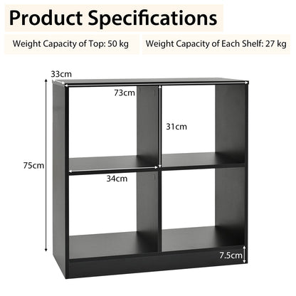 4-cube Wooden Storage Cabinet with Anti-Toppling Device -Black