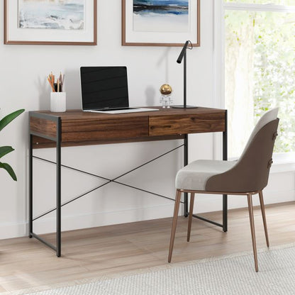 2 Drawer Desk &amp; Sturdy Steel Frame &amp; Reinforced Structure 112 x 48 x 76 cm