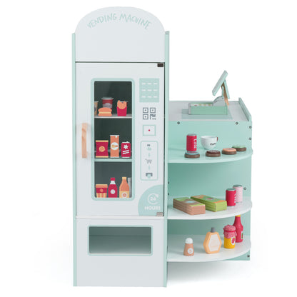 Wooden Supermarket Play Toy Set with Cash Register and POS Machine-Green