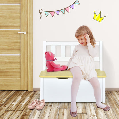 2-In-1 Wooden Toddler Activity Table Set with Toy Storage Bench-Natural