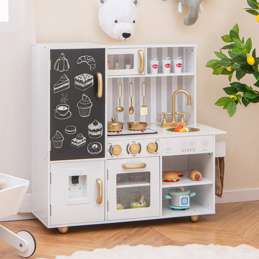 Pretend Play Kitchen for Kids with Utensils Aged 3+-White