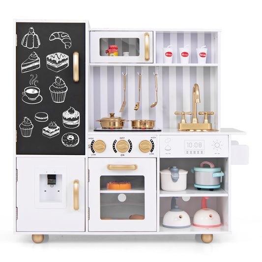 Pretend Play Kitchen for Kids with Utensils Aged 3+-White