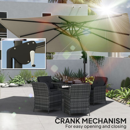 Outsunny 3.7 x 2.7 m Cantilever Parasol w/ 360√Ç¬∞ Rotation and Easy Tilt Adjustment, Aluminium Hanging Offset Outdoor Umbrella w/ Double Top and Cross Base, UPF50+ Hanging Sun Shade, Black