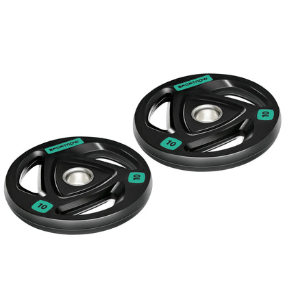 Zestaw sztangi SPORTNOW 2 x 10 kg, powlekane gumą obciążenia Tri-Grip z otworami 2" x 5 cm, do użytku w domu, na siłowni, do podnoszenia ciężarów i treningu siłowego
