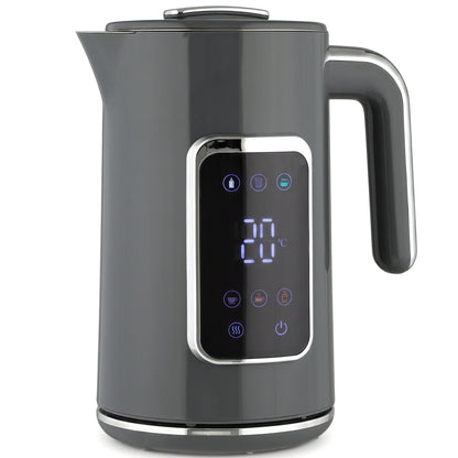 HOMCOM Electric Kettle, 1.7L Fast Boil 3000W Water Kettle with LED Display, Adjustable Temperature, Keep Warm Function, Grey