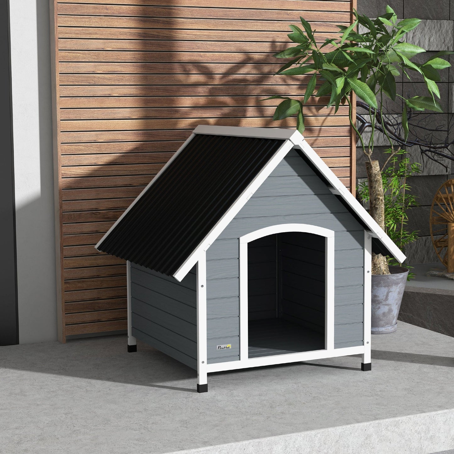 PawHut Outdoor Dog Kennel Wooden Dog House w/ Removable Floor, Anti-Corrosion Wood, for Large Dogs, 110W x 98D x 106.5Hcm