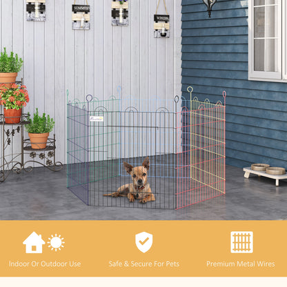 PawHut Dog Playpen Puppy Pen Metal Rabbit Run Pet Crate Fence w/ Door Indoor & Outdoor _120 x 60H cm