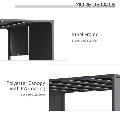 Outsunny 3(m) x 4m Metal Pergola with LED Lights, Outdoor Garden Pergola with Sliding Roof, Solar Powered, for BBQ,√Ç Lawn, Dark Grey