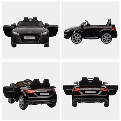 12V Rechargeable Battery Ride On Car w/ Remote Forward Reverse Lights Horn MP3 Player Black w/ Seat Belt Audi TT RS