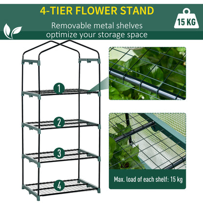 Outsunny 4 Tiers Mini przenośna szklarnia Kompaktowa szklarnia do uprawy roślin Metalowa rama Pokrywa PE 160H x 70L x 50Wcm