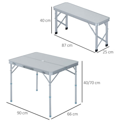 Outsunny Folding Table Chairs Picnic Portable Camping Dining Garden Patio BBQ Aluminium