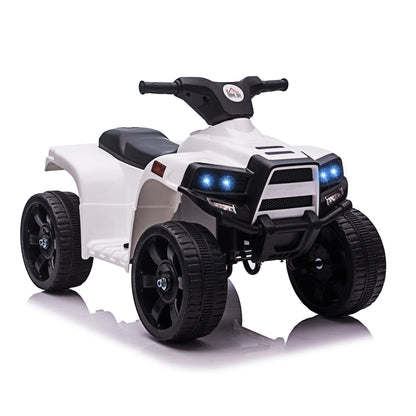 6 V Kids Ride on Cars Quad Bike Electric ATV Toy Quad Bike for Toddlers w/ Headlights Battery Powered for 18-36 months White+Black