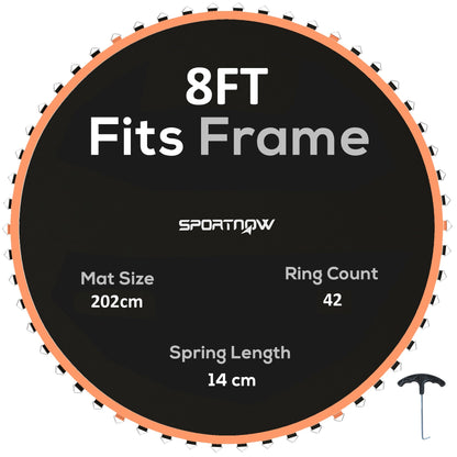 SPORTNOW Trampoline Replacement Mat with Spring Pull Tool, 42 V-Hooks, for 8ft Trampoline using 14cm Springs, Orange