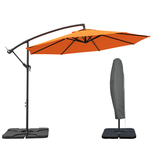 Parasol wiszący Outsunny 3m z podstawą, obciążnikami i pokrowcem - pomarańczowy
