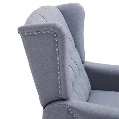 Retro Style Recliner Armchair for Living Room, Reclining Chair, Wingback Chair with Button Tufted Back and Footrest, Light Grey