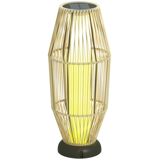 Outsunny Garden Rattan Lamp, 72 cm Wysoka Solarna Lampa Podłogowa Rattanowa, Solarna Lampa Ogrodowa z Automatycznym Włączaniem/Wyłączaniem LED, IP44 Do Zewnątrz, Weranda, Ścieżka, Taras, Szary